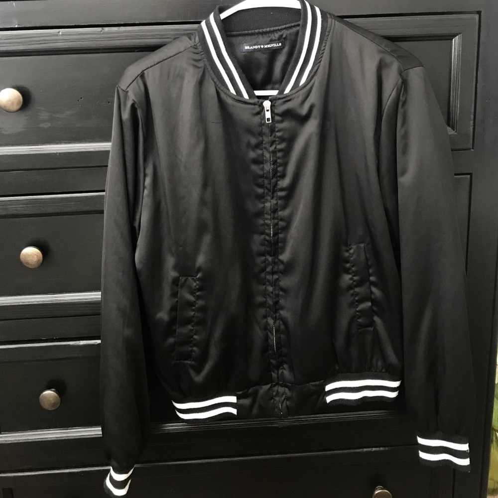 Black Satin Bomber Jacket